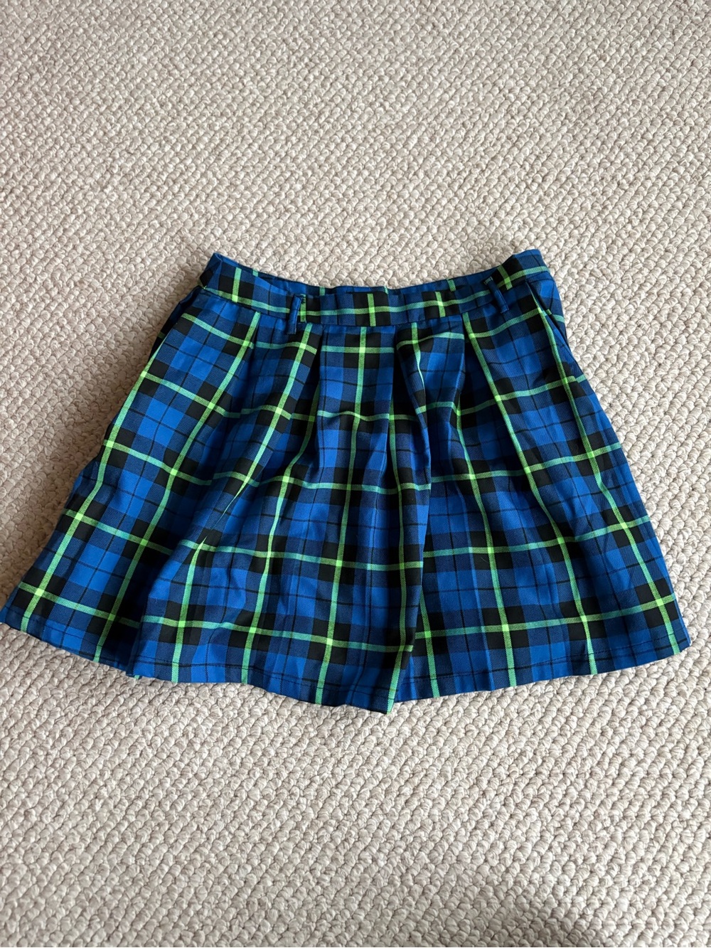 Hot Topic Blue and Green Plaid Pleated Skirt